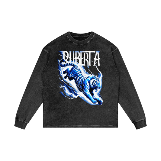 Electric Tiger Acid Wash Oversize Long Sleeve Tee