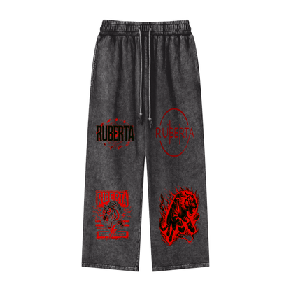 Ruberta Collage Acid Wash Straight Leg Trousers