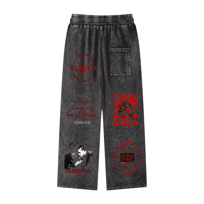 Ruberta Collage Acid Wash Straight Leg Trousers